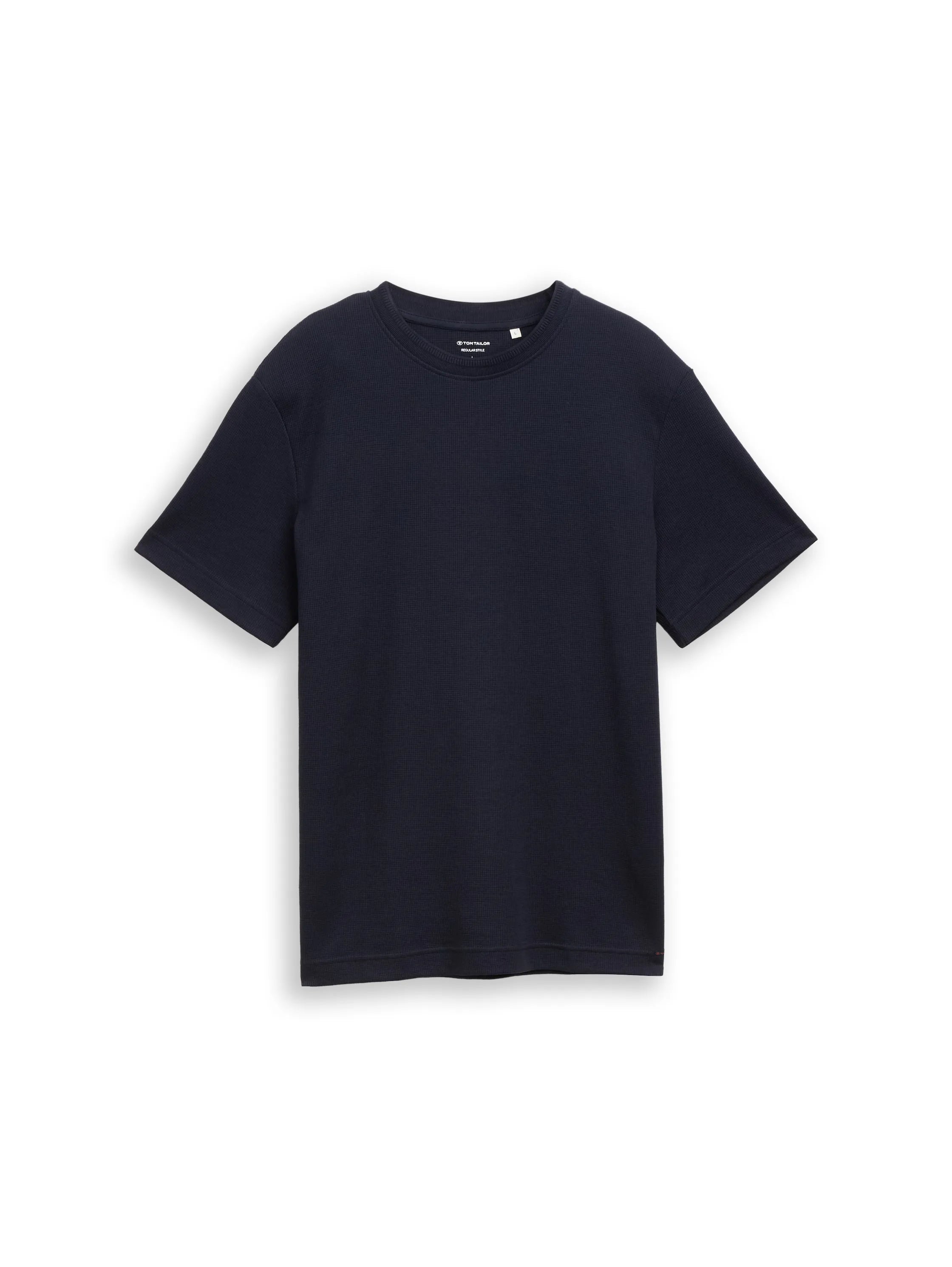 Tom Tailor Sky Captain Blue Men T-Shirt with Waffle Texture SKU: 1048599_10668 Image 06