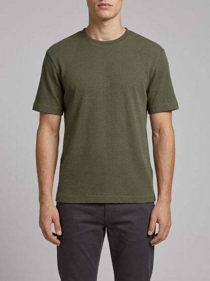 Tom Tailor Deep Forest Green Men T-Shirt with Waffle Texture SKU: 1048599_10920 Image 00