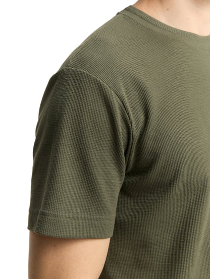Tom Tailor Deep Forest Green Men T-Shirt with Waffle Texture SKU: 1048599_10920 Image 04