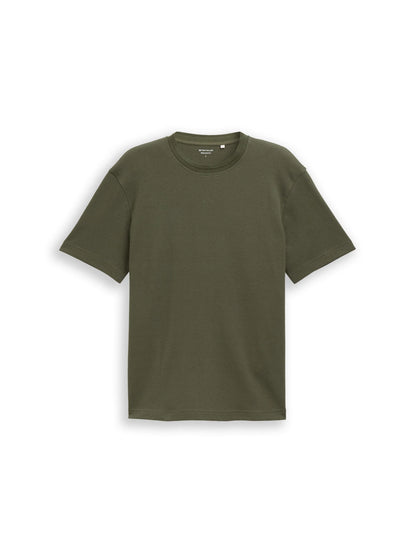 Tom Tailor Deep Forest Green Men T-Shirt with Waffle Texture SKU: 1048599_10920 Image 06