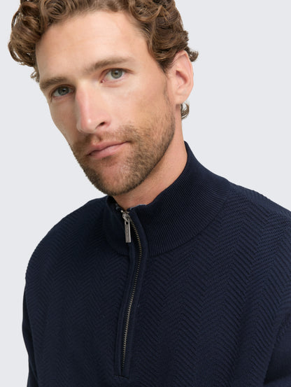 Tom Tailor_Beige_Troyer Knit Jumper with Herringbone Texture_1048722_10668_05