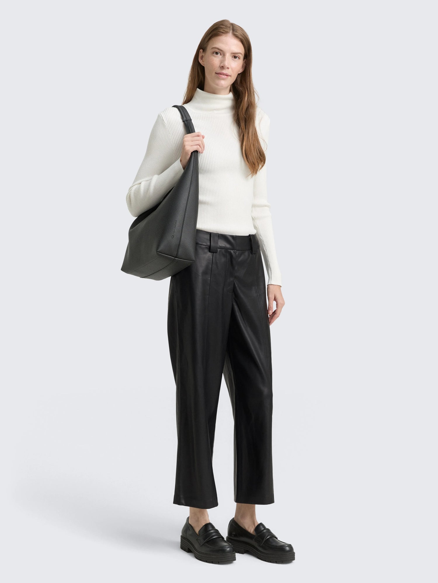 Tom Tailor_Gray_Culotte Trousers in Leather Look_1048846_14482_01
