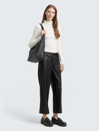 Tom Tailor_Gray_Culotte Trousers in Leather Look_1048846_14482_01