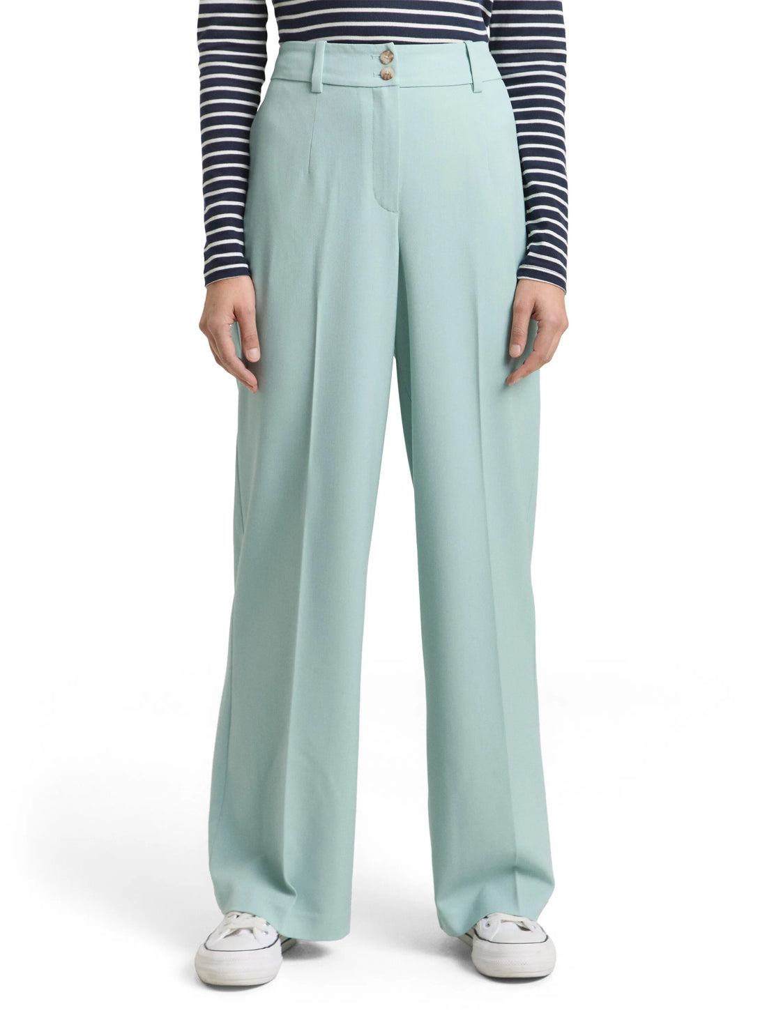 Tom Tailor Blue Haze Melange Women Ttlea Wide Trousers with Crease SKU: 1048856_39627 Image 01