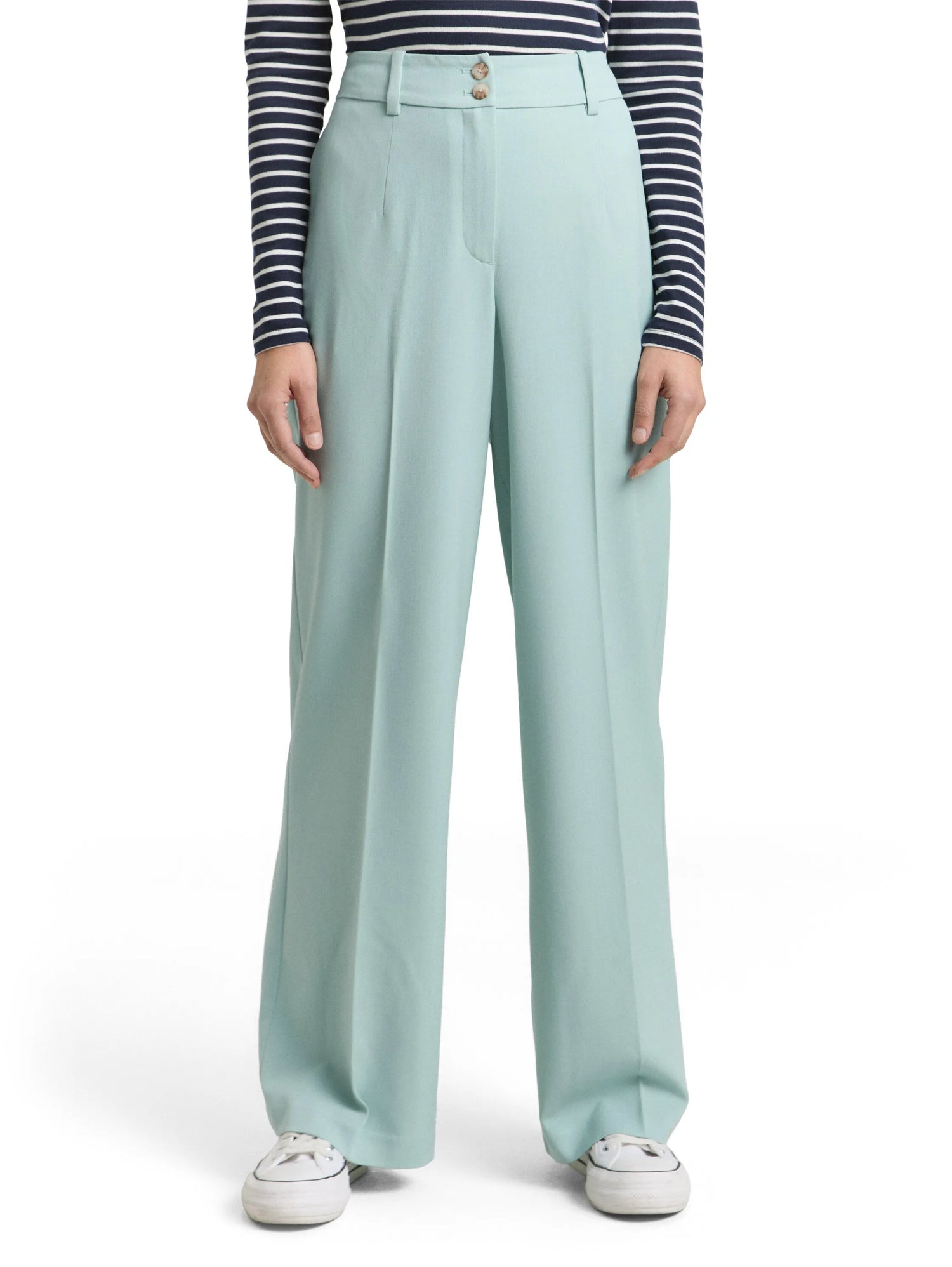 Tom Tailor Blue Haze Melange Women Ttlea Wide Trousers with Crease SKU: 1048856_39627 Image 01