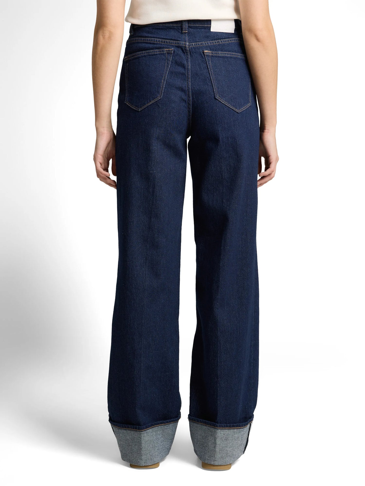 Denim Tom Tailor Rinsed Blue Denim Women Ttlinou Wide High-Waisted Jeans with Turn-Ups SKU: 1048912_10138 Image 02