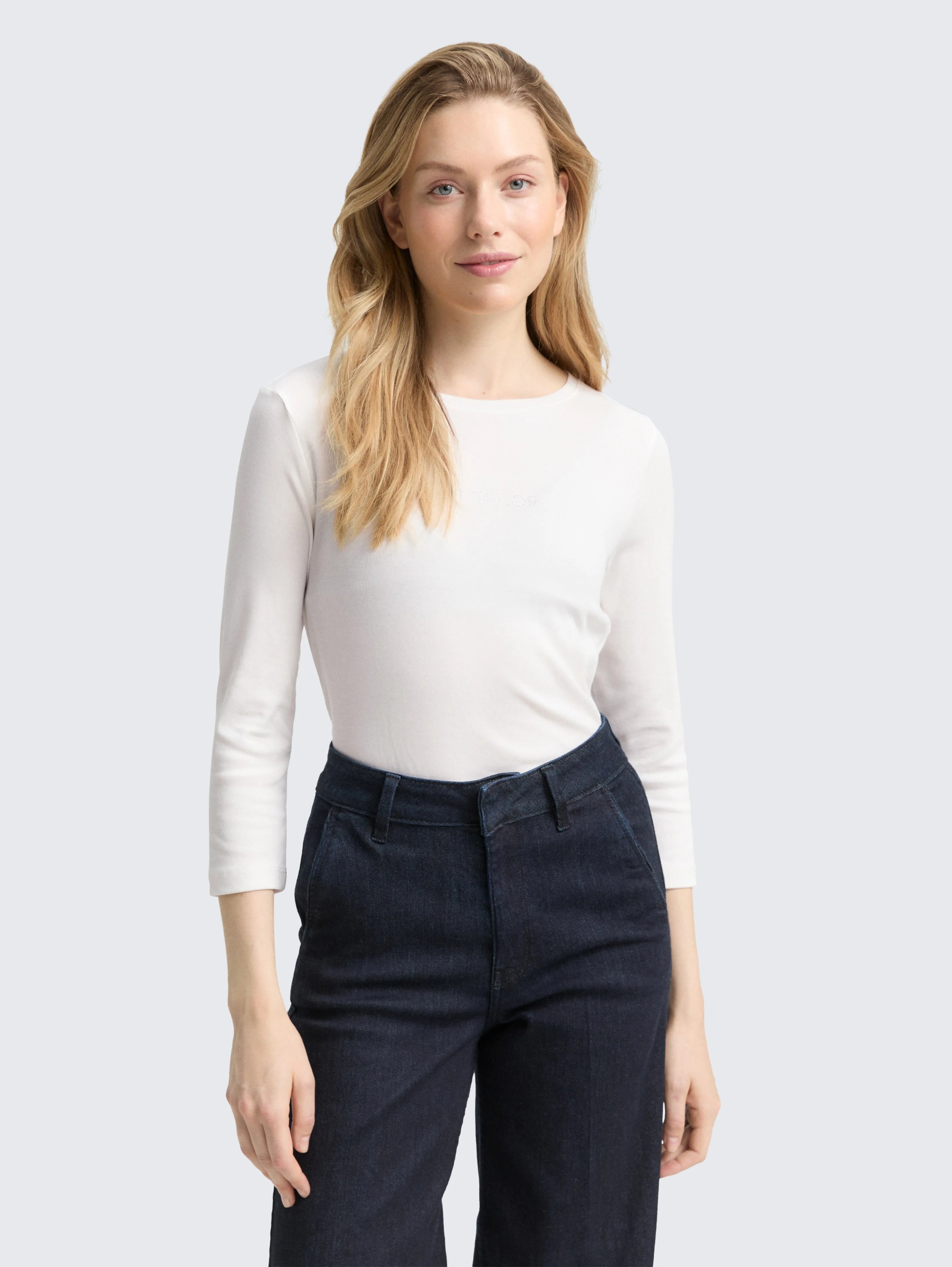 Tom Tailor_0_Slim Fit Long-Sleeved Shirt with Glitter Logo_1048941_10315_01