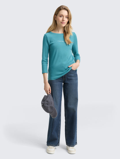 Tom Tailor_0_Slim Fit Long-Sleeved Shirt with Glitter Logo_1048941_31666_02