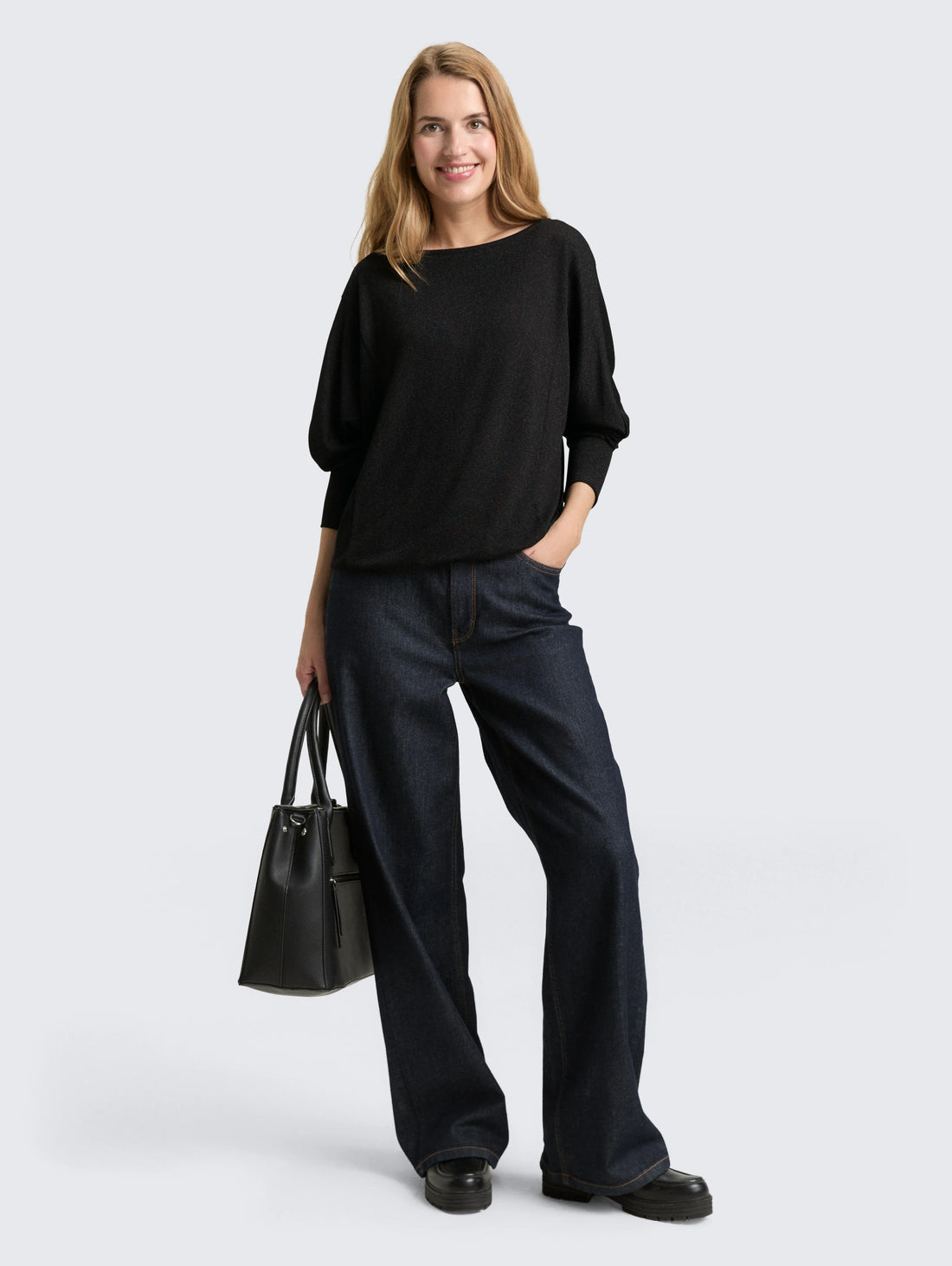 Tom Tailor_Gray_Loose Fit Long-Sleeved Shirt with Glitter Effect_1048945_14482_01