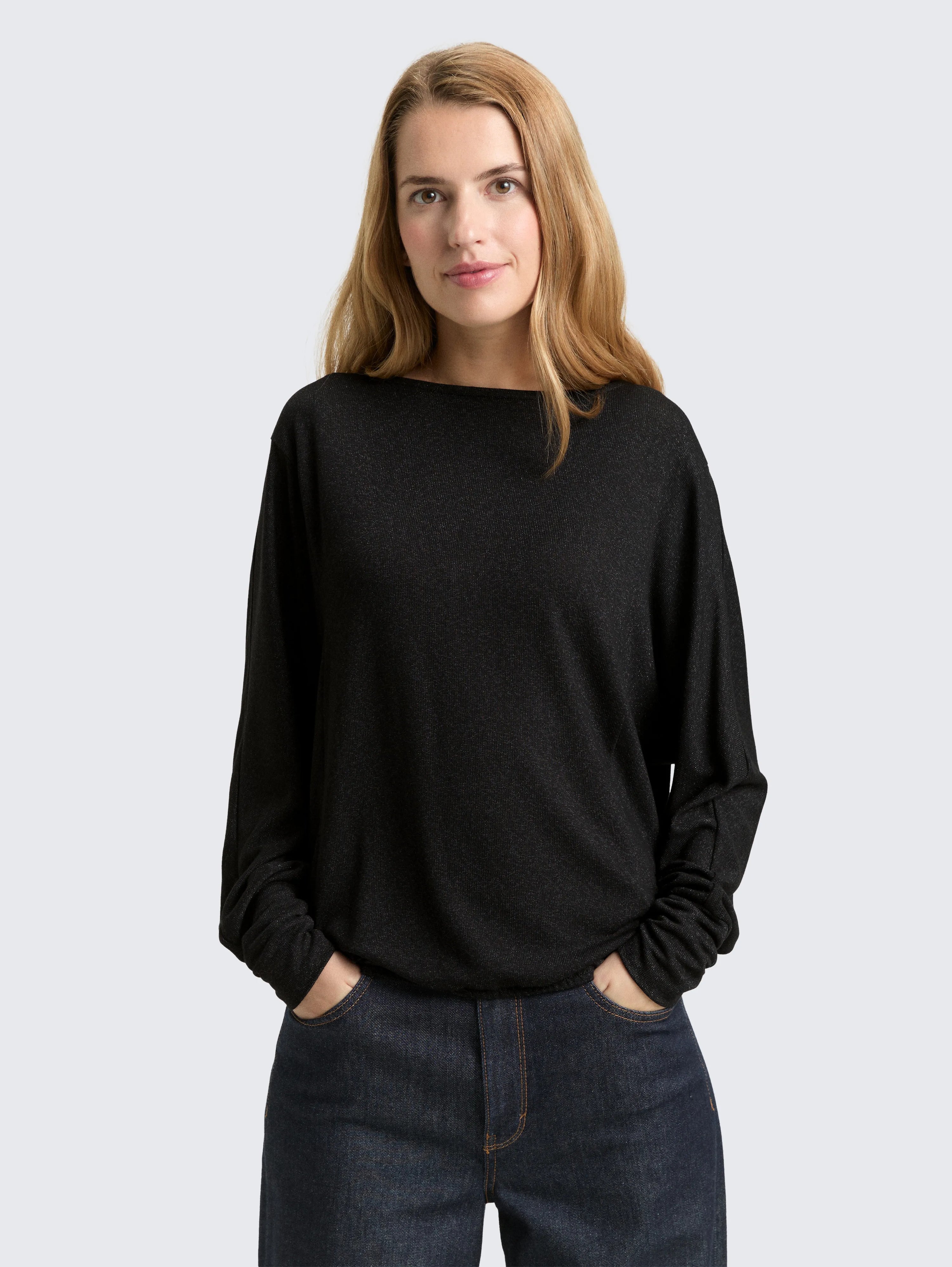 Tom Tailor_Gray_Loose Fit Long-Sleeved Shirt with Glitter Effect_1048945_14482_02