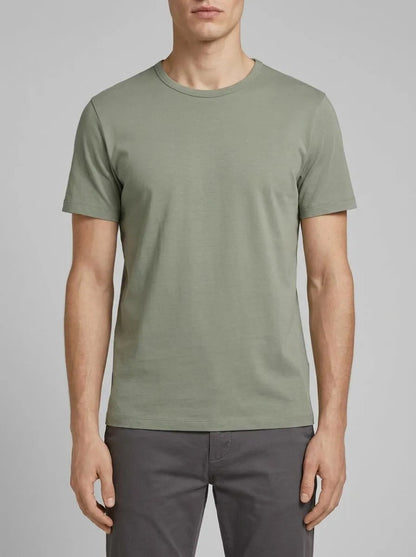 Denim Tom Tailor Dusty Mid Olive Men Slim Fit Cotton T-Shirt SKU: 1048995_15594 Image 00