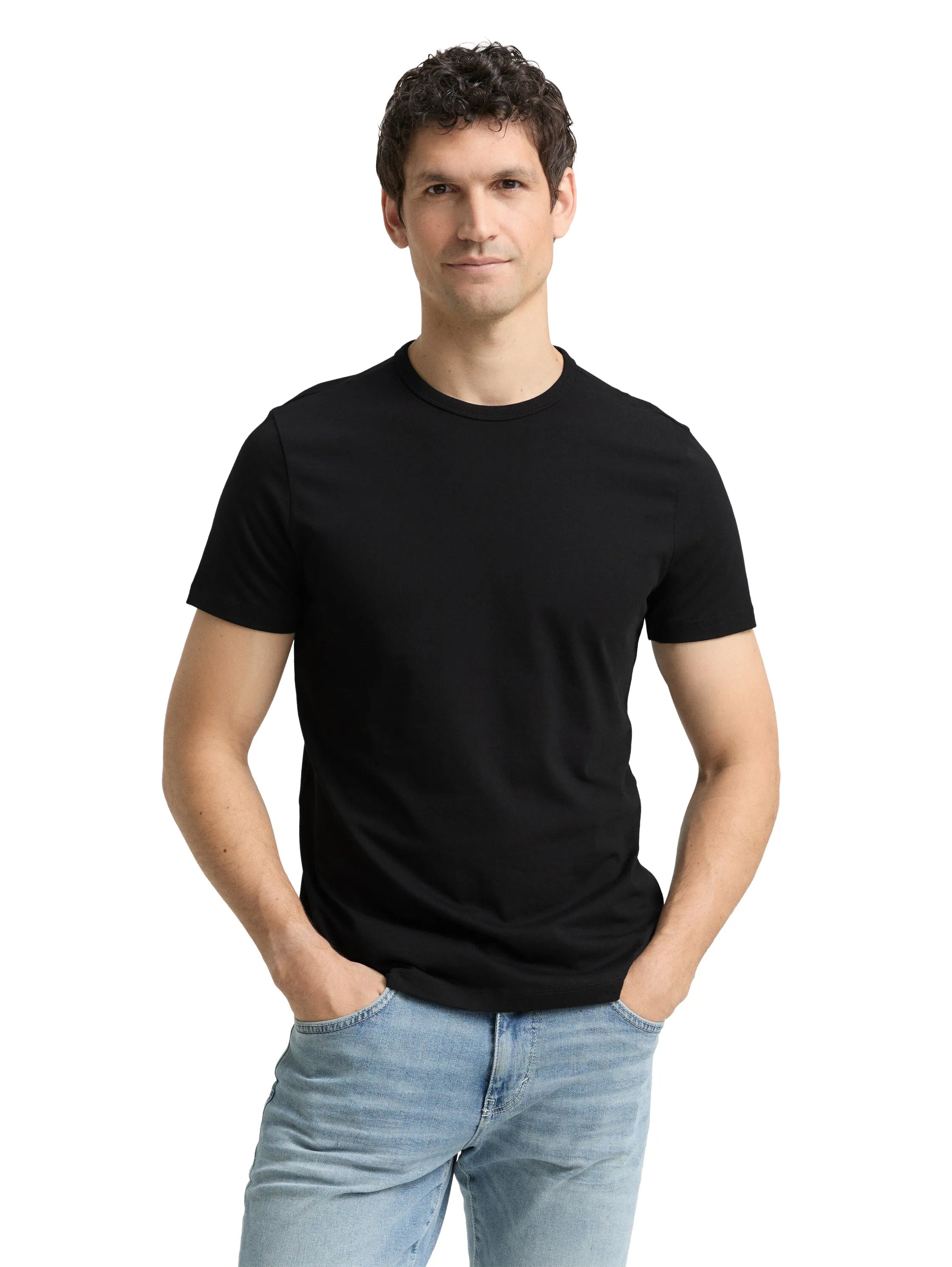 Denim Tom Tailor Black Men Slim Fit Cotton T-Shirt SKU: 1048995_29999 Image 03