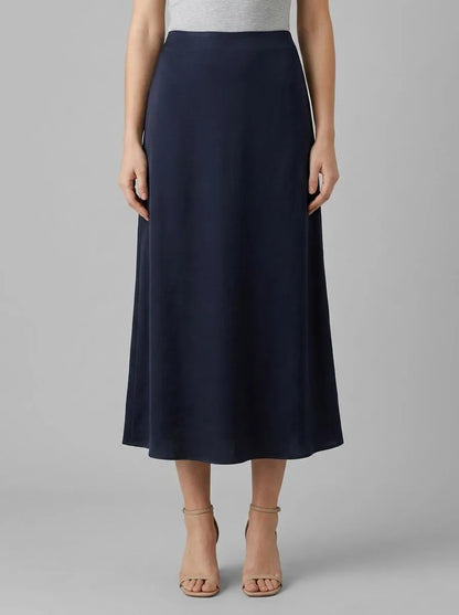Tom Tailor Sky Captain Blue Women High-Waisted Satin Midi Skirt SKU: 1049008_10668 Image 00