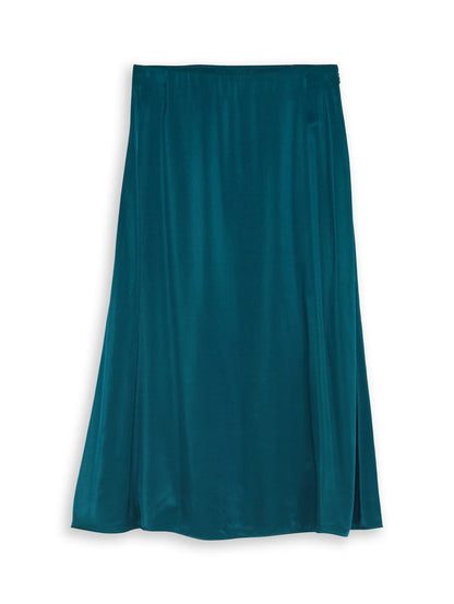 Tom Tailor Deep Meadow Green Women High-Waisted Satin Midi Skirt SKU: 1049008_12818 Image 01