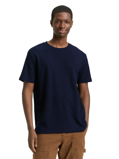 Denim Tom Tailor Sky Captain Blue Men T-Shirt with Waffle Texture SKU: 1049041_10668 Image 03