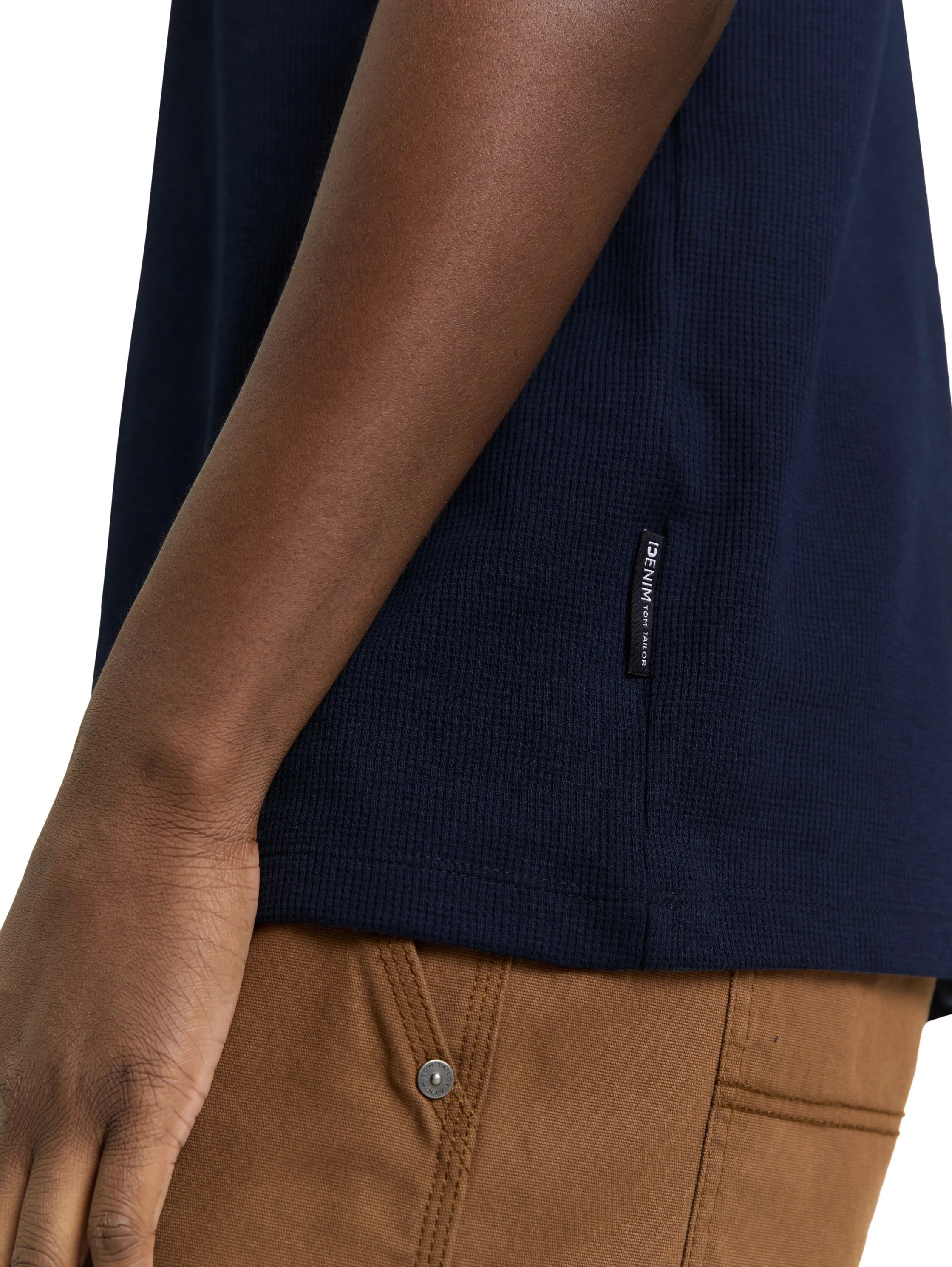 Denim Tom Tailor Sky Captain Blue Men T-Shirt with Waffle Texture SKU: 1049041_10668 Image 04