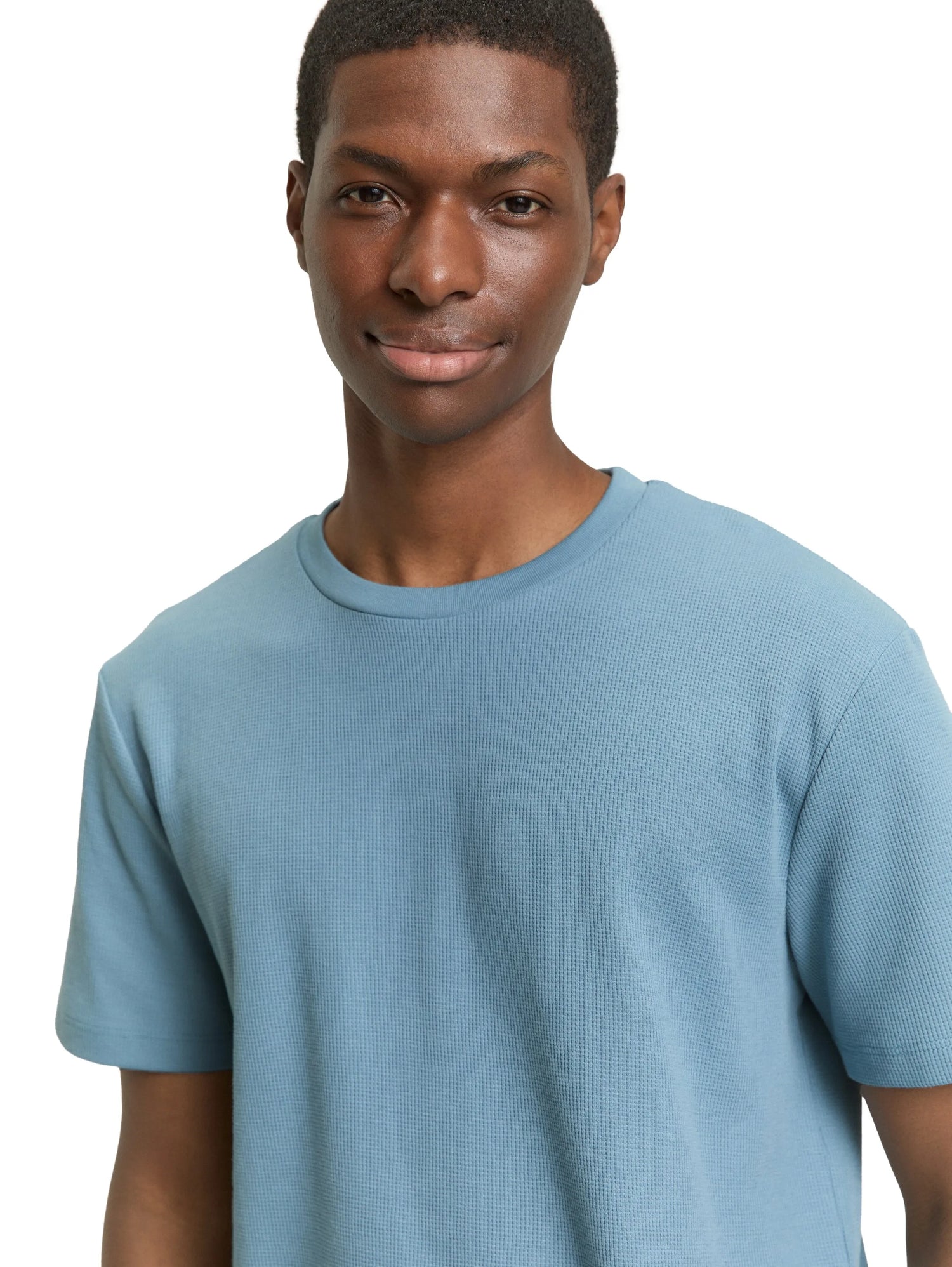 Denim Tom Tailor Citadel Blue Men T-Shirt with Waffle Texture SKU: 1049041_30118 Image 04