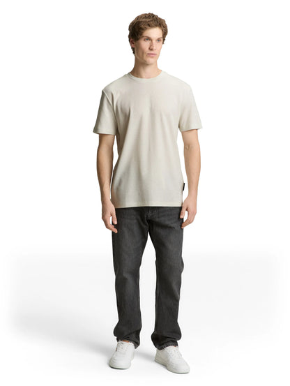 Denim Tom Tailor Greyish White Men T-Shirt with Waffle Texture SKU: 1049041_32257 Image 01