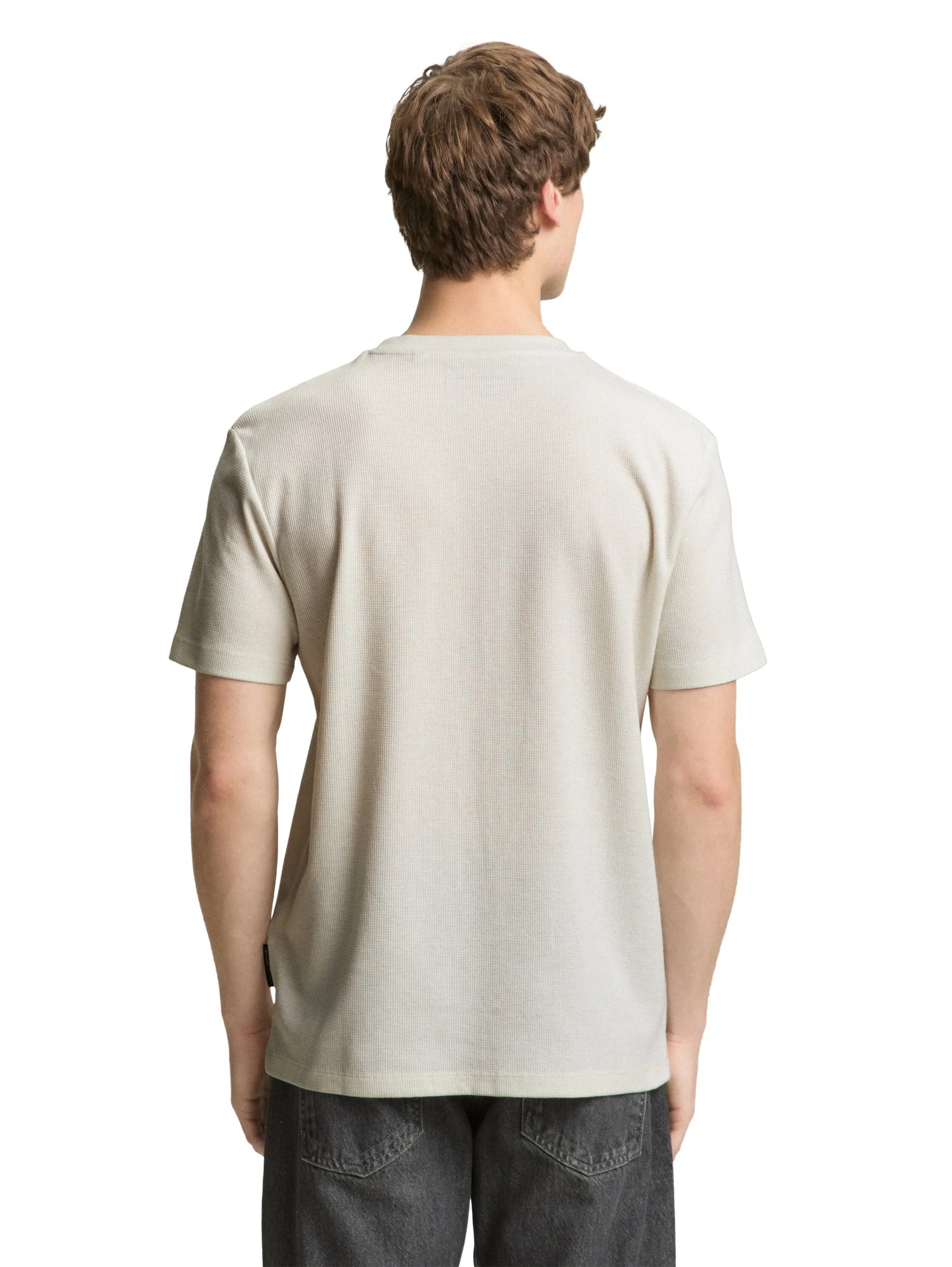Denim Tom Tailor Greyish White Men T-Shirt with Waffle Texture SKU: 1049041_32257 Image 02
