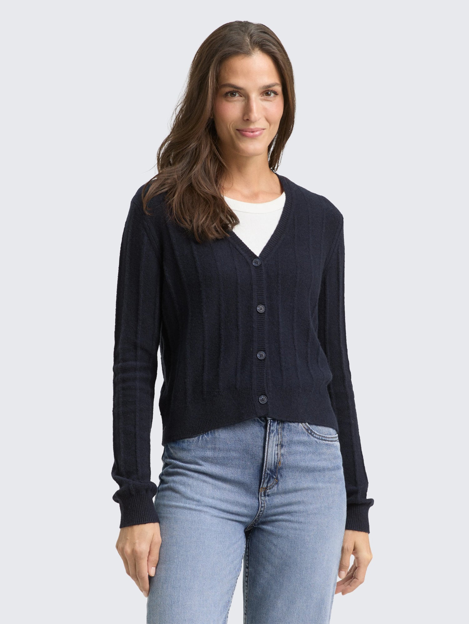 Tom Tailor_Gray_Ribbed Cardigan with Wool Content_1049130_10668_02