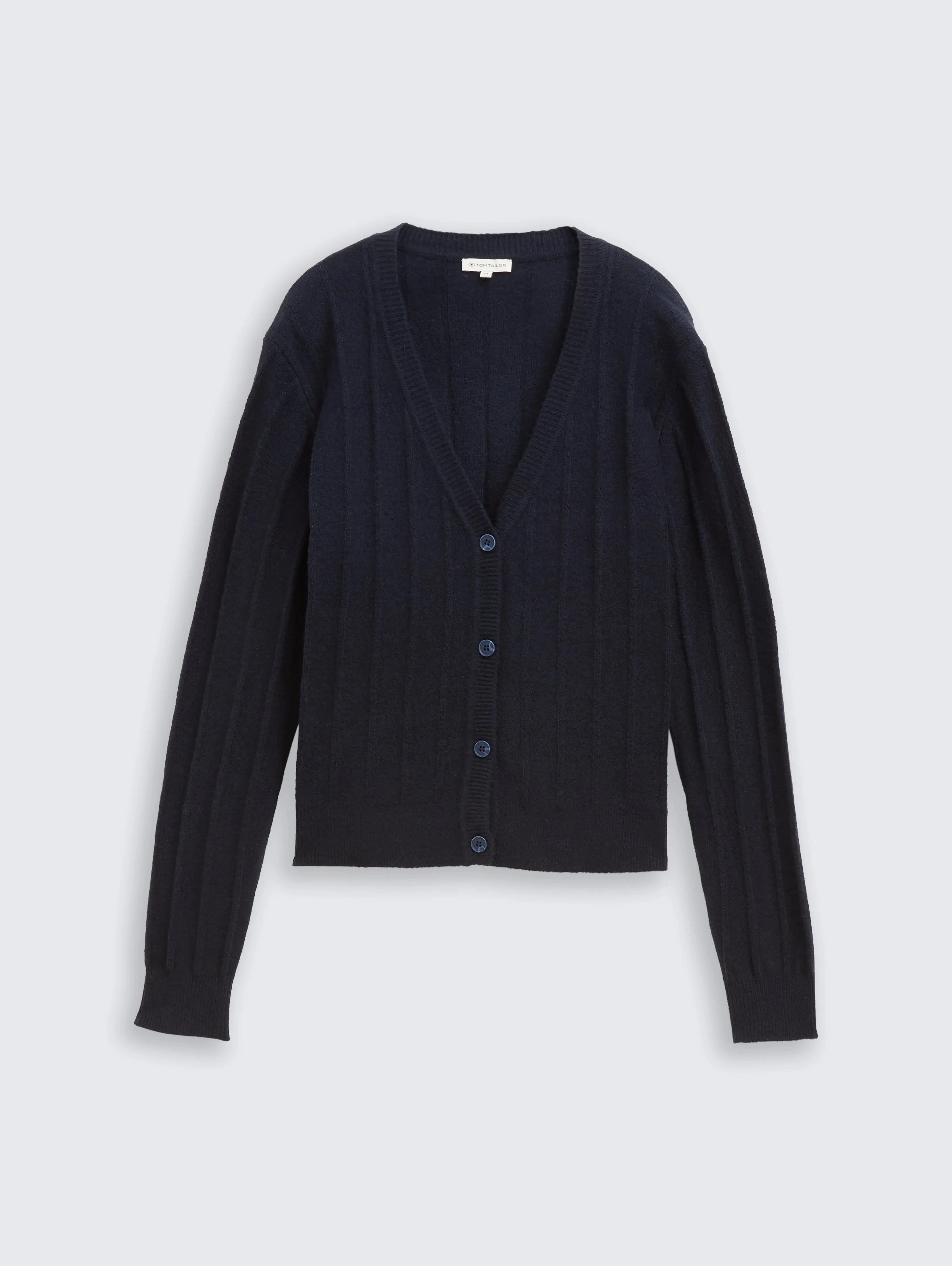 Tom Tailor_Gray_Ribbed Cardigan with Wool Content_1049130_10668_04
