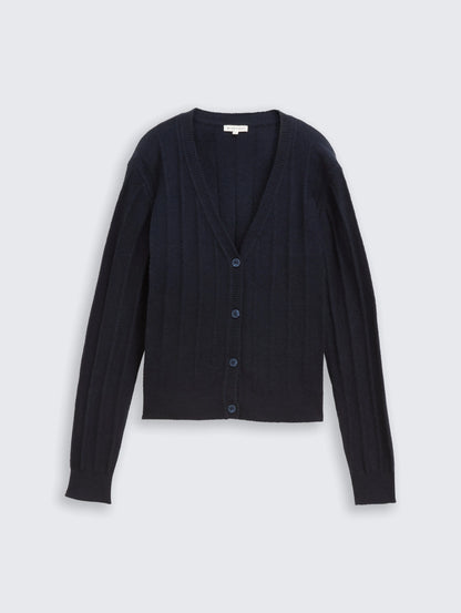 Tom Tailor_Gray_Ribbed Cardigan with Wool Content_1049130_10668_04