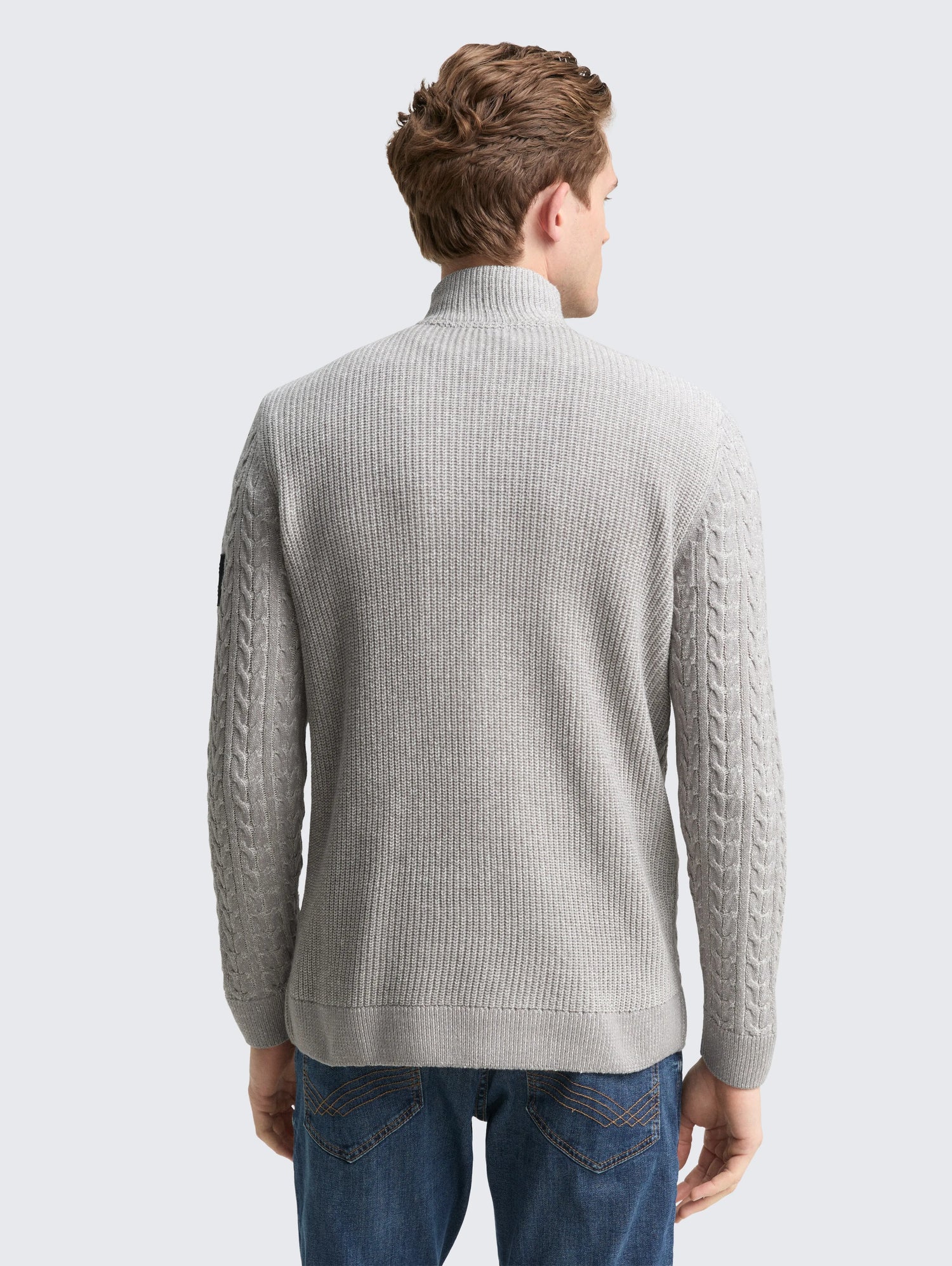 Tom Tailor_Gray_Troyer Knitted Jumper with Cable Knit_1049370_39407_03
