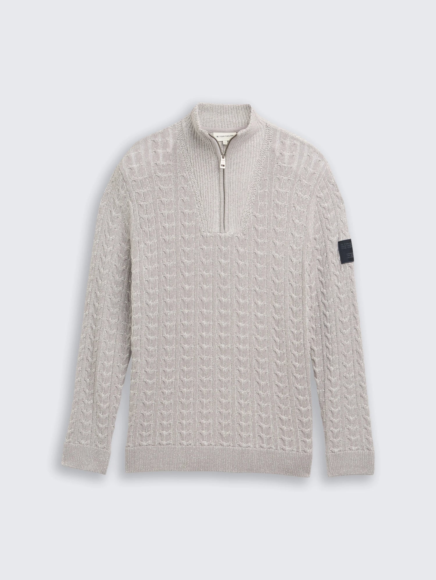 Tom Tailor_Gray_Troyer Knitted Jumper with Cable Knit_1049370_39407_04