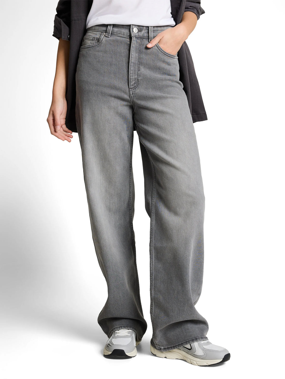 Denim Tom Tailor Clean Light Stone Grey Denim Women Ttlinou Wide High-Waisted Jeans SKU: 1049383_10212 Image 01