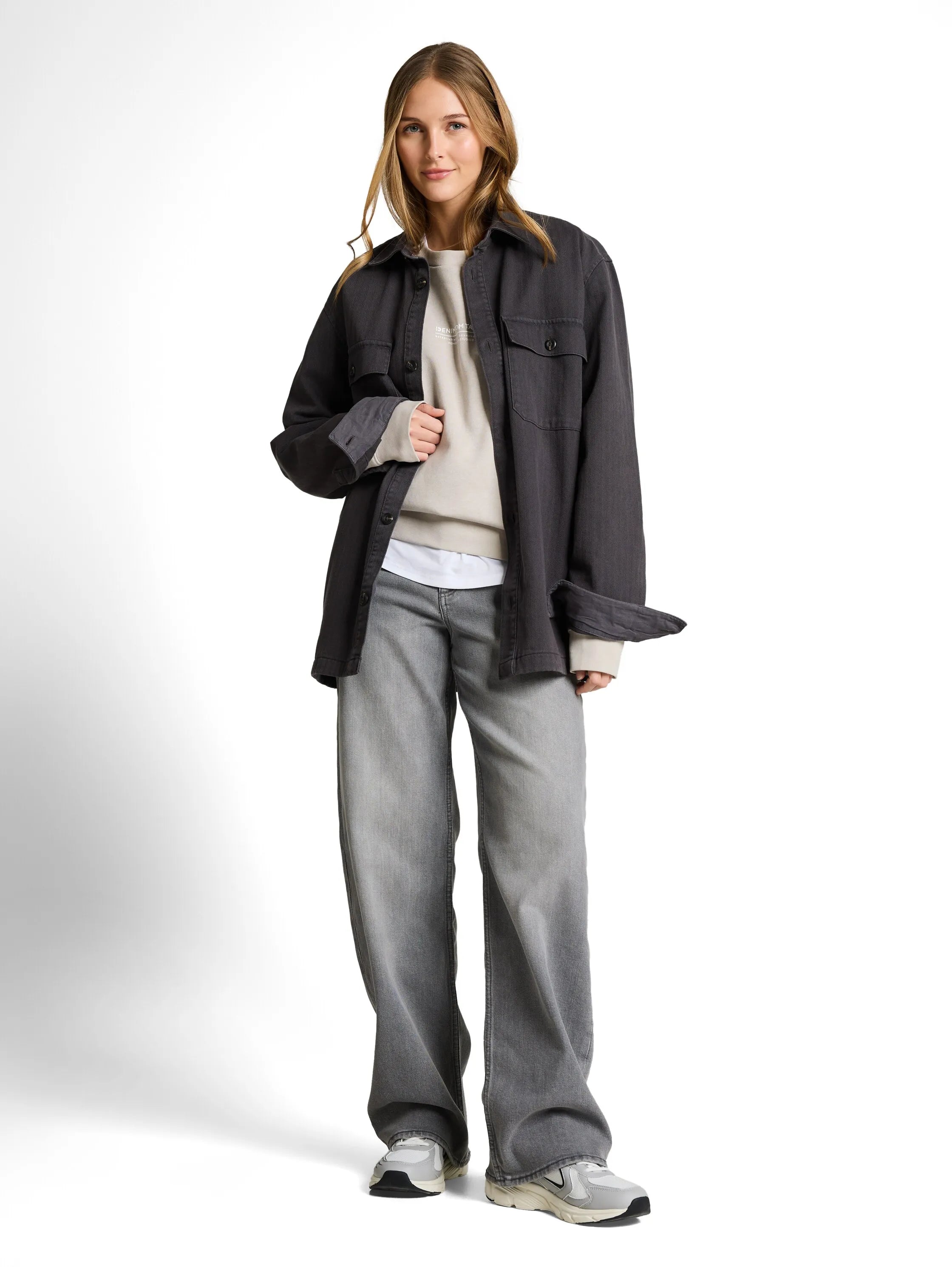 Denim Tom Tailor Clean Light Stone Grey Denim Women Ttlinou Wide High-Waisted Jeans SKU: 1049383_10212 Image 04