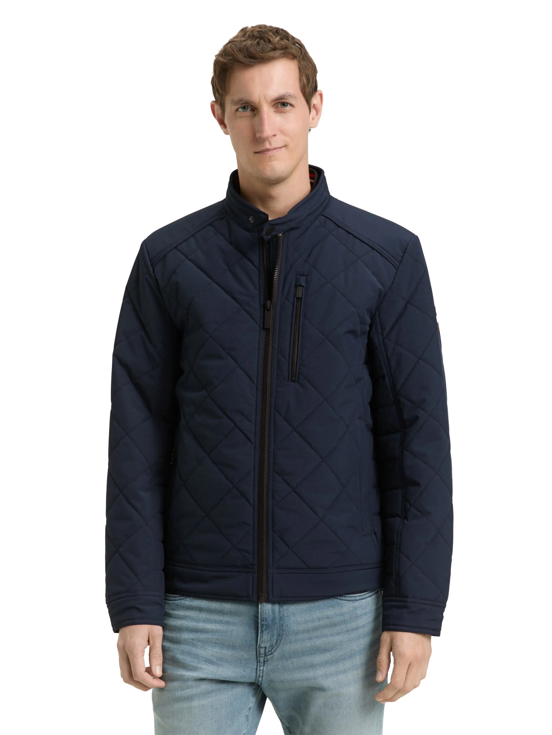 Tom Tailor Sky Captain Blue Men Tech Biker Jacket with Stand-Up Collar SKU: 1049471_10668 Image 03