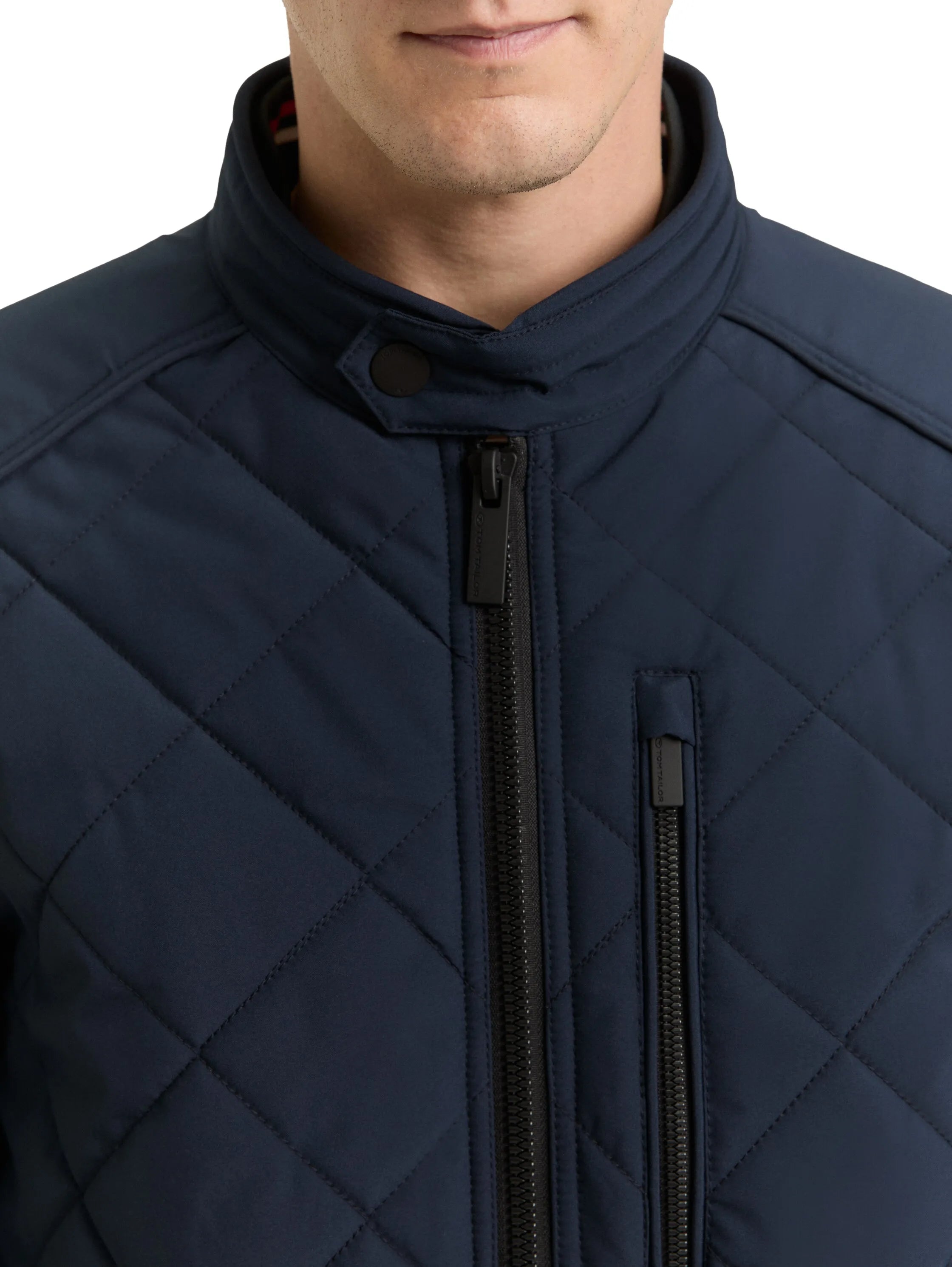 Tom Tailor Sky Captain Blue Men Tech Biker Jacket with Stand-Up Collar SKU: 1049471_10668 Image 04