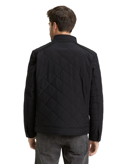 Tom Tailor Black Men Tech Biker Jacket with Stand-Up Collar SKU: 1049471_29999 Image 02