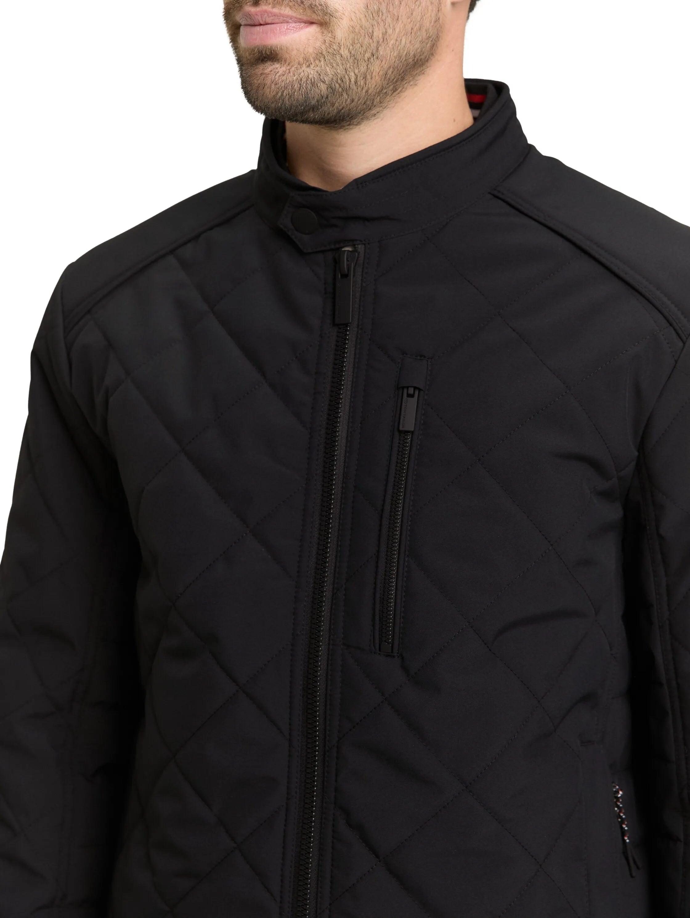 Tom Tailor Black Men Tech Biker Jacket with Stand-Up Collar SKU: 1049471_29999 Image 03