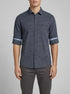 Tom Tailor Navy Blue Structure Men Regular-Fit Shirt with Turn-Up Feature SKU: 1049578_39539 Image 00