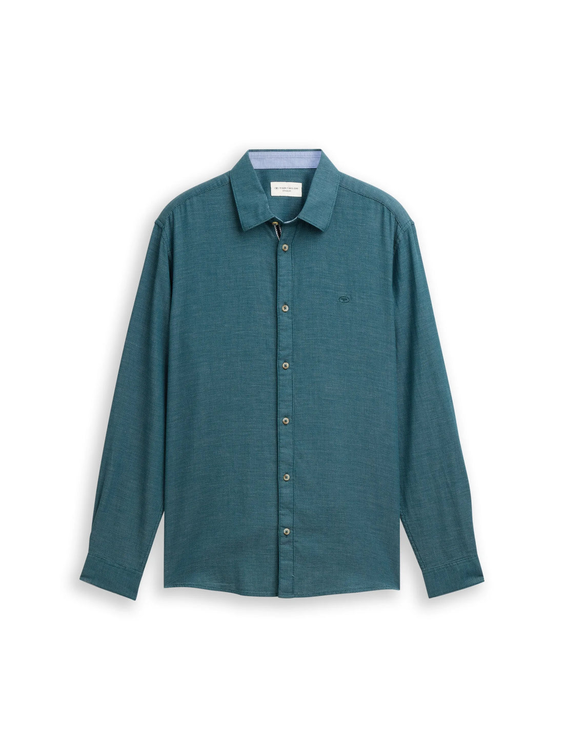Tom Tailor Green Diamond Structure Men Regular Fit Shirt with Embroidered Logo SKU: 1049579_39569 Image 01