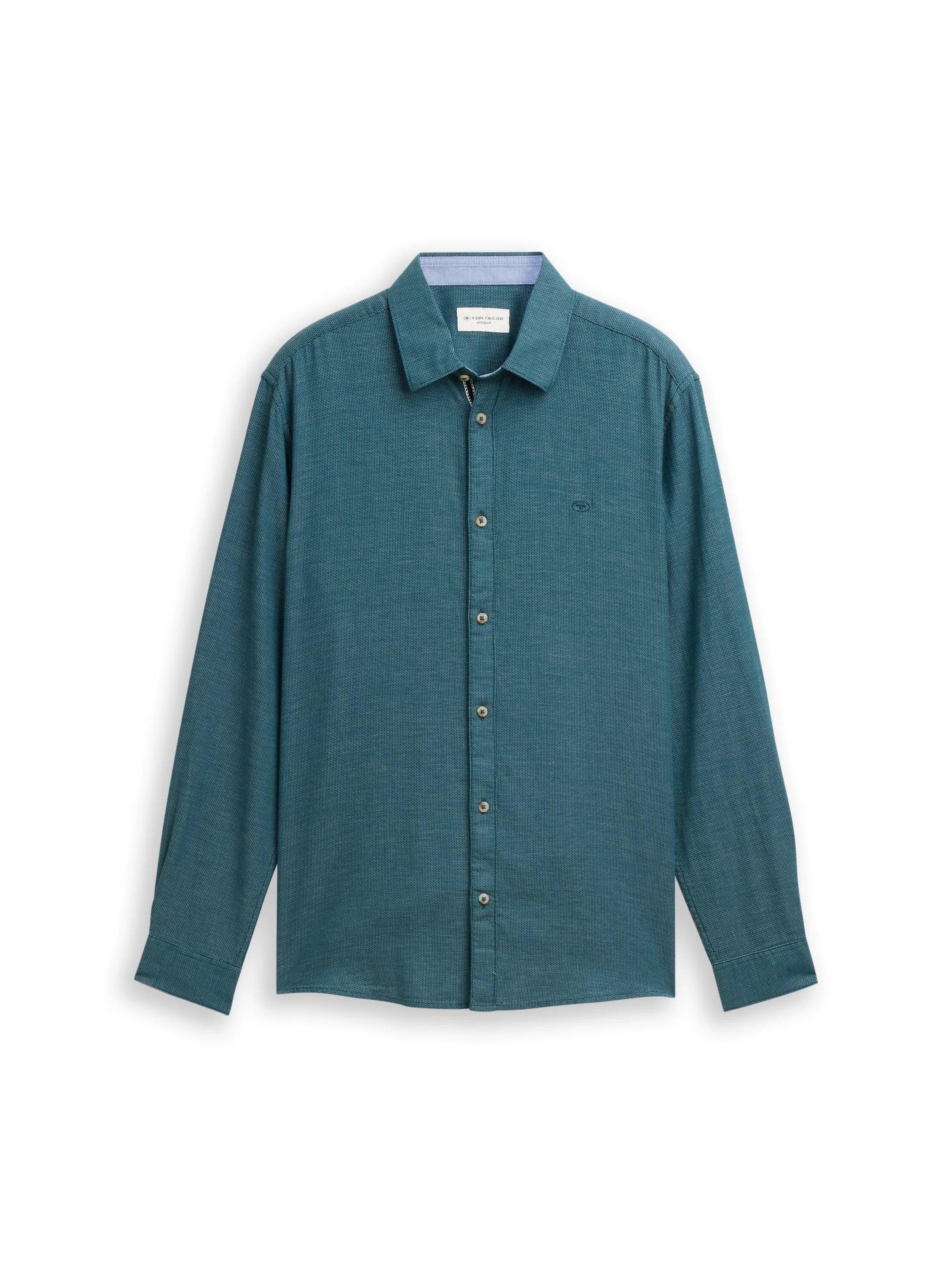 Tom Tailor Green Diamond Structure Men Regular Fit Shirt with Embroidered Logo SKU: 1049579_39569 Image 01