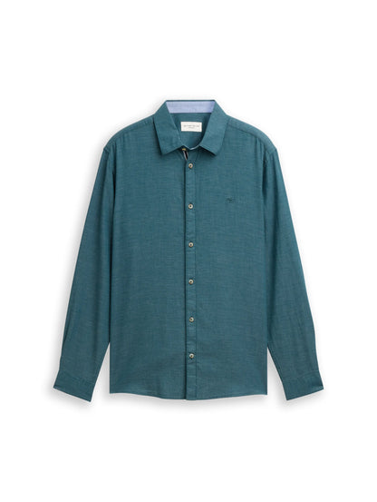 Tom Tailor Green Diamond Structure Men Regular Fit Shirt with Embroidered Logo SKU: 1049579_39569 Image 01