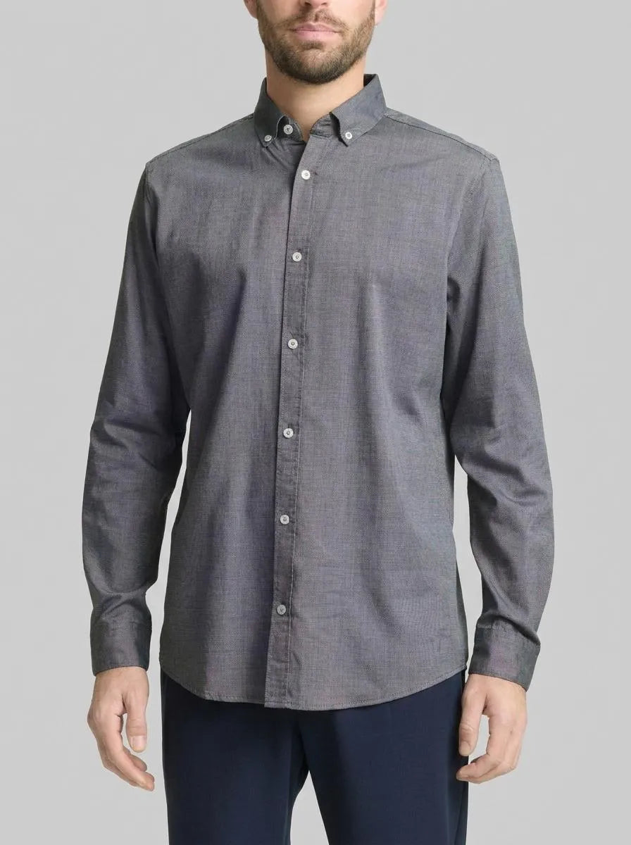 Tom Tailor Navy Structure Men Regular Fit Shirt in Poplin SKU: 1049583_39572 Image 00