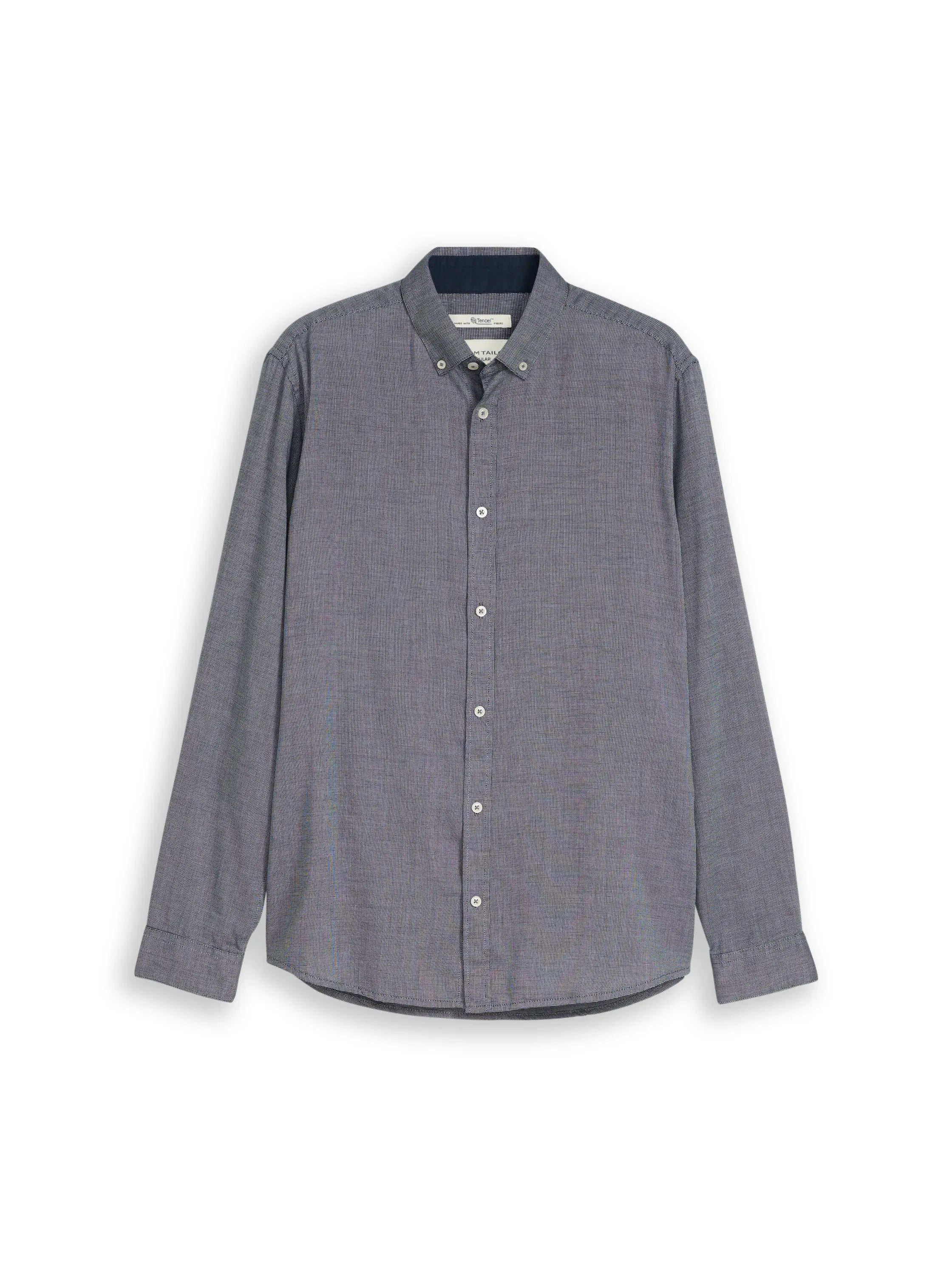 Tom Tailor Navy Structure Men Regular Fit Shirt in Poplin SKU: 1049583_39572 Image 06