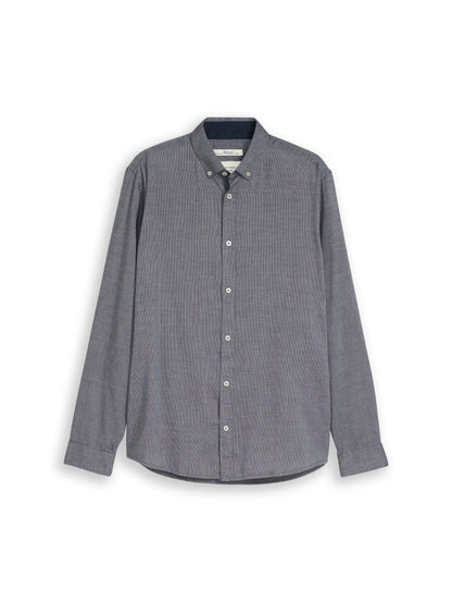 Tom Tailor Navy Structure Men Regular Fit Shirt in Poplin SKU: 1049583_39572 Image 06