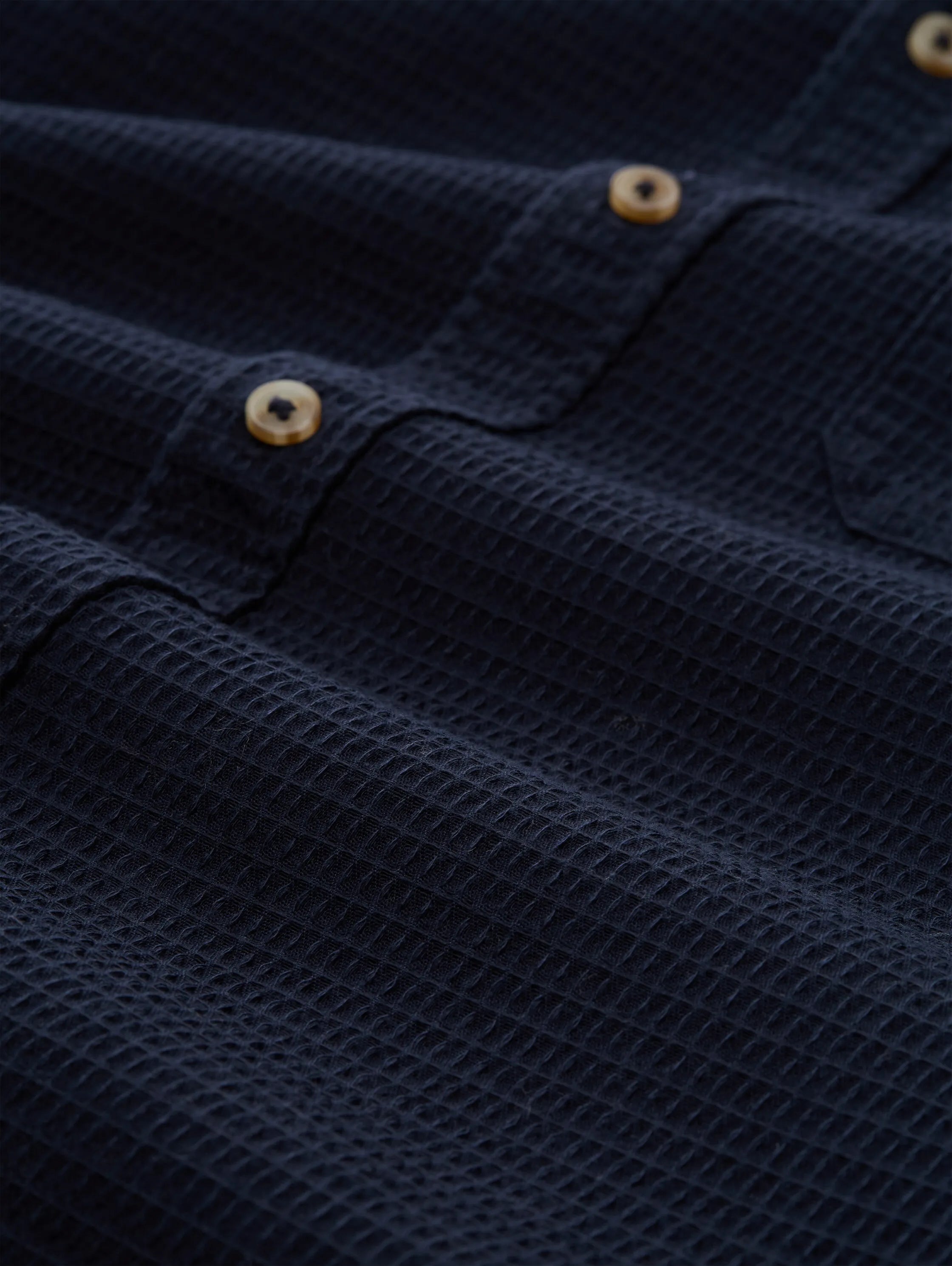 Tom Tailor Sky Captain Blue Men Regular Fit Shirt with Waffle Texture SKU: 1049588_10668 Image 05