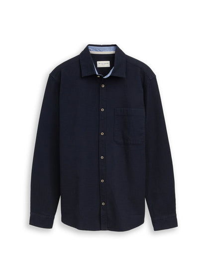 Tom Tailor Sky Captain Blue Men Regular Fit Shirt with Waffle Texture SKU: 1049588_10668 Image 06