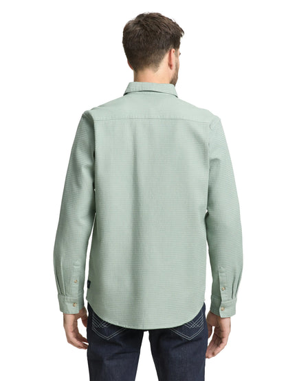 Tom Tailor Soft Greyish Green Men Regular Fit Shirt with Waffle Texture SKU: 1049588_12792 Image 02