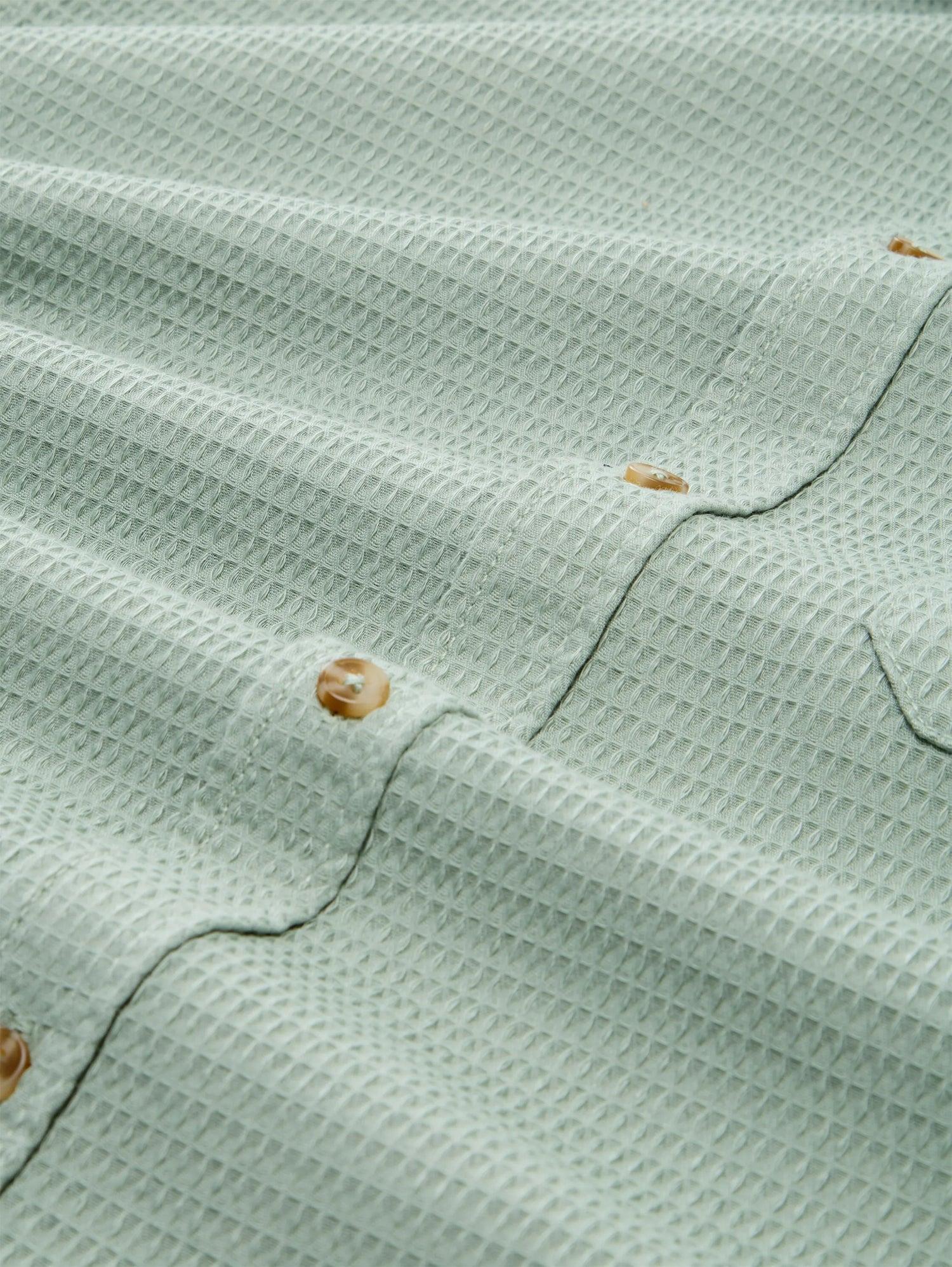 Tom Tailor Soft Greyish Green Men Regular Fit Shirt with Waffle Texture SKU: 1049588_12792 Image 05