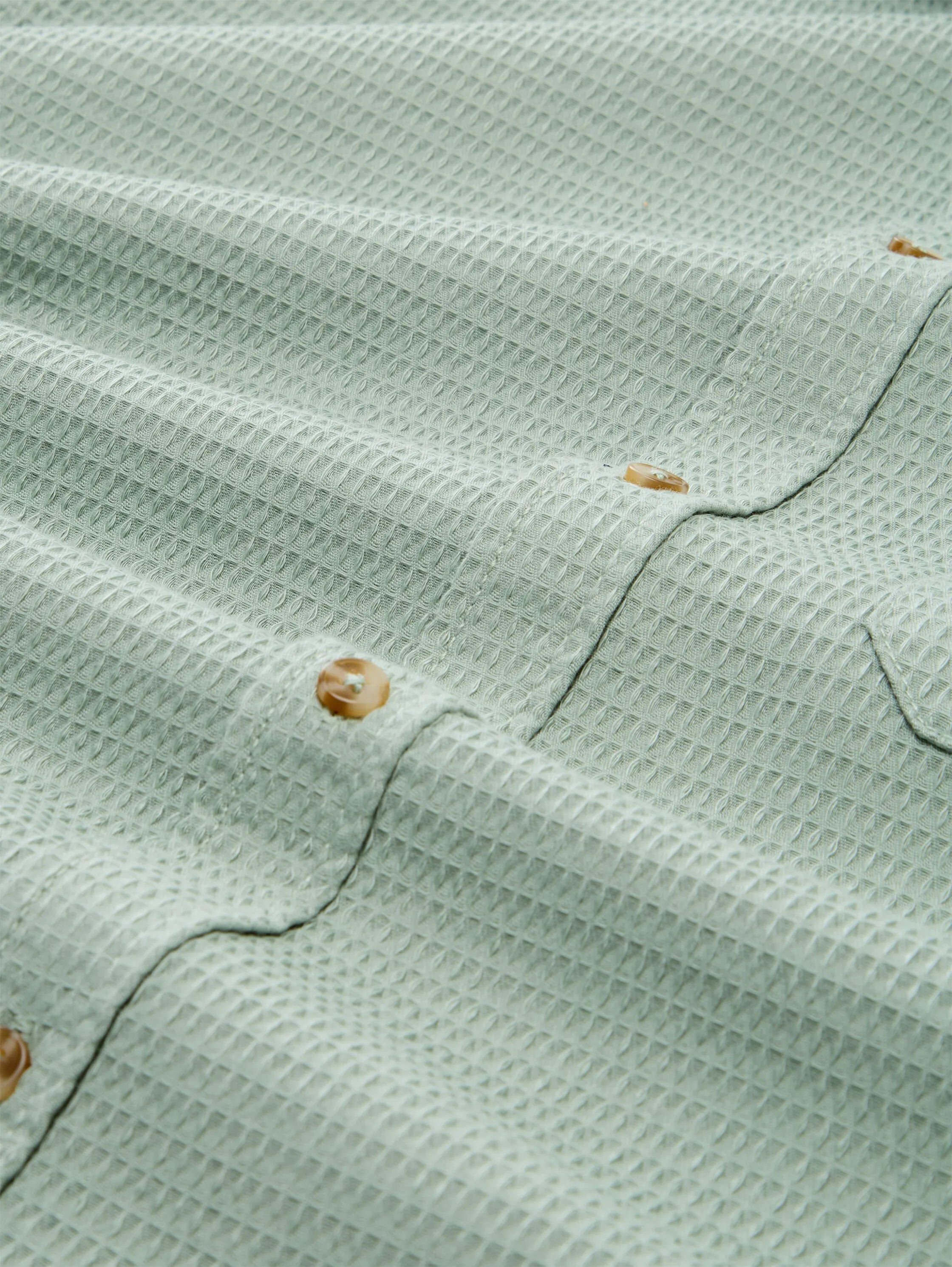 Tom Tailor Soft Greyish Green Men Regular Fit Shirt with Waffle Texture SKU: 1049588_12792 Image 05