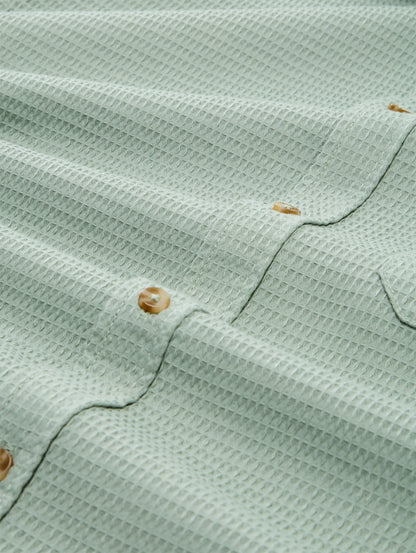 Tom Tailor Soft Greyish Green Men Regular Fit Shirt with Waffle Texture SKU: 1049588_12792 Image 05