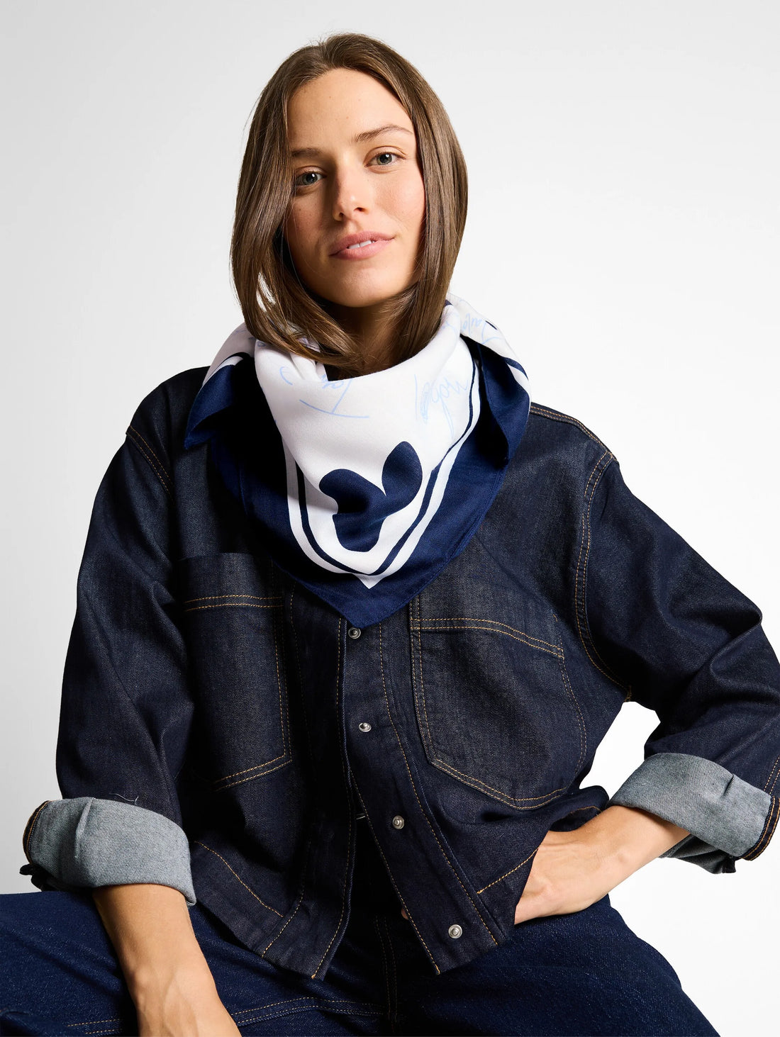 Tom Tailor Blue Haze Geometric Design Women Patterned Neckerchief SKU: 1049644_39967 Image 01