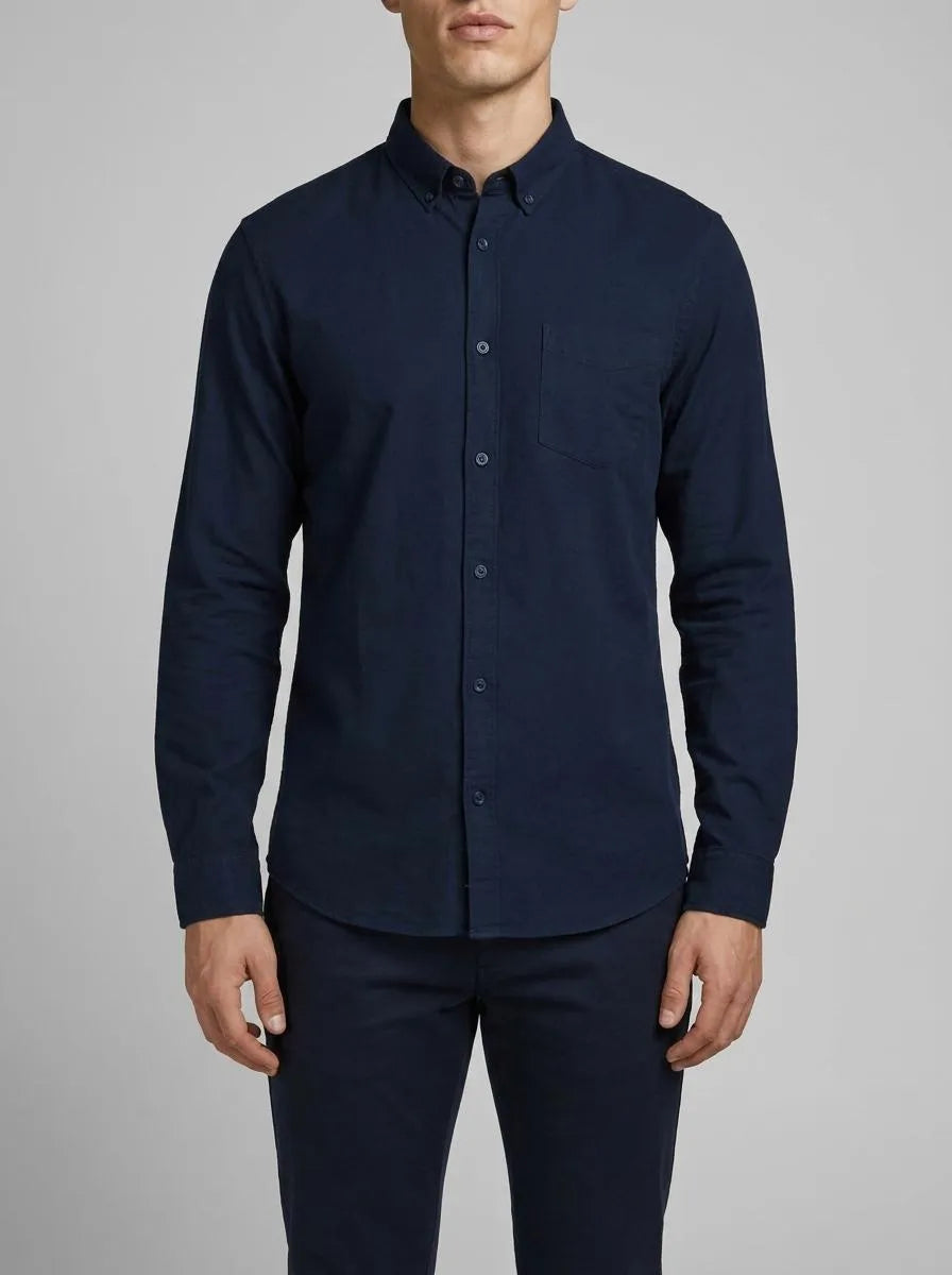 Denim Tom Tailor Sky Captain Blue Men Oxford Shirt with Logo Embroidery SKU: 1049661_10668 Image 00