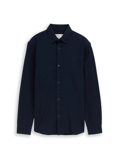 Denim Tom Tailor Sky Captain Blue Men Oxford Shirt with Logo Embroidery SKU: 1049661_10668 Image 01